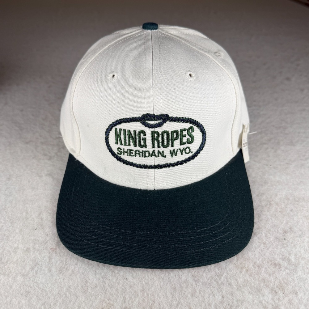 King Ropes Sheridan WYO Hat NWT Imperial Made in USA White Green Leather Strap